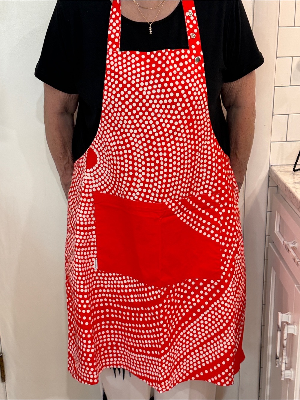 Marimekko Red and White Polka Dot Cotton Apron